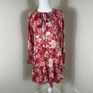 Paige Revolve Evanne Floral Dress Womens XS Red Cottagecore Y2K Boho Romantic